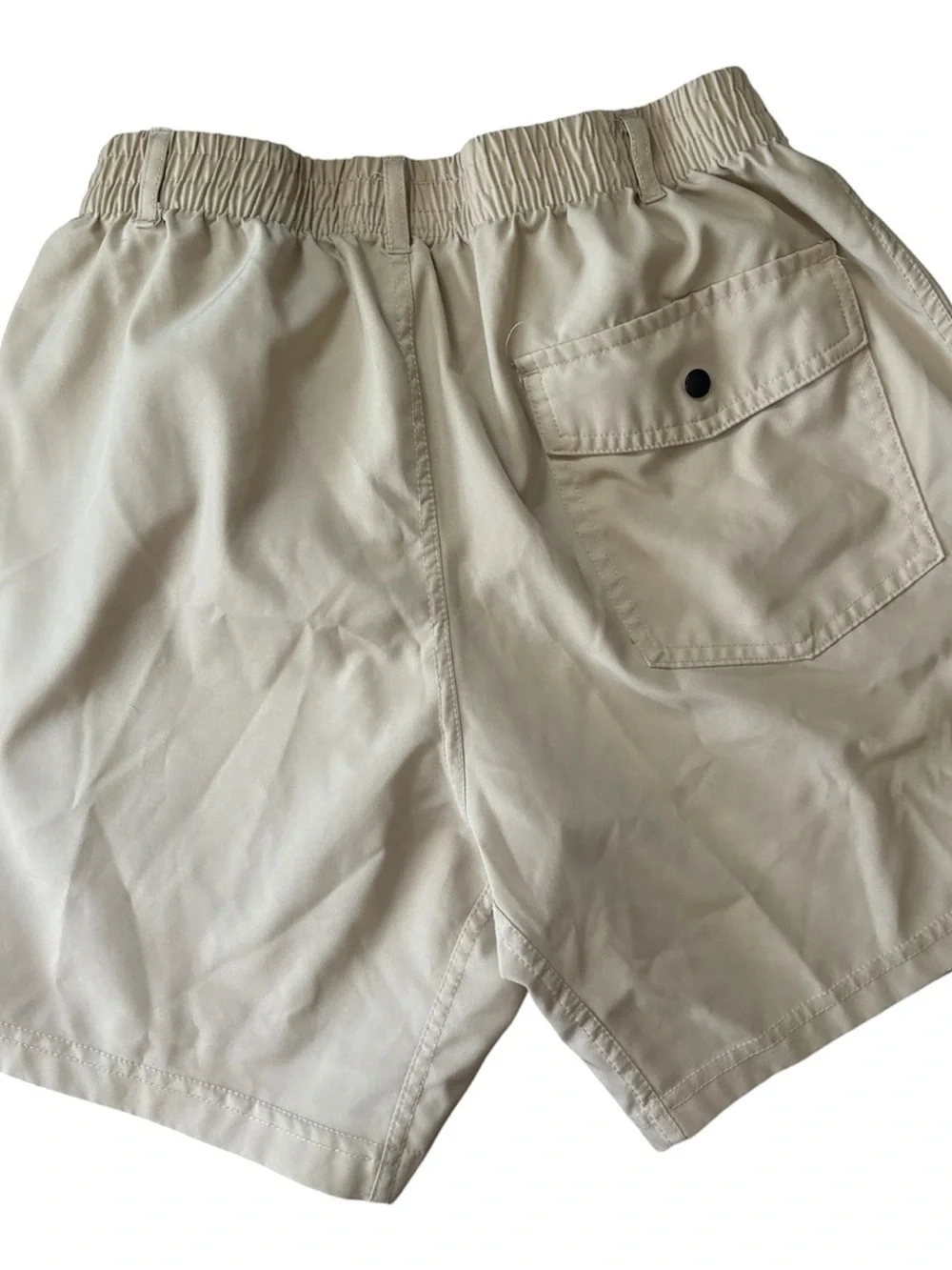 Men's Cream Elastic Waist Shorts